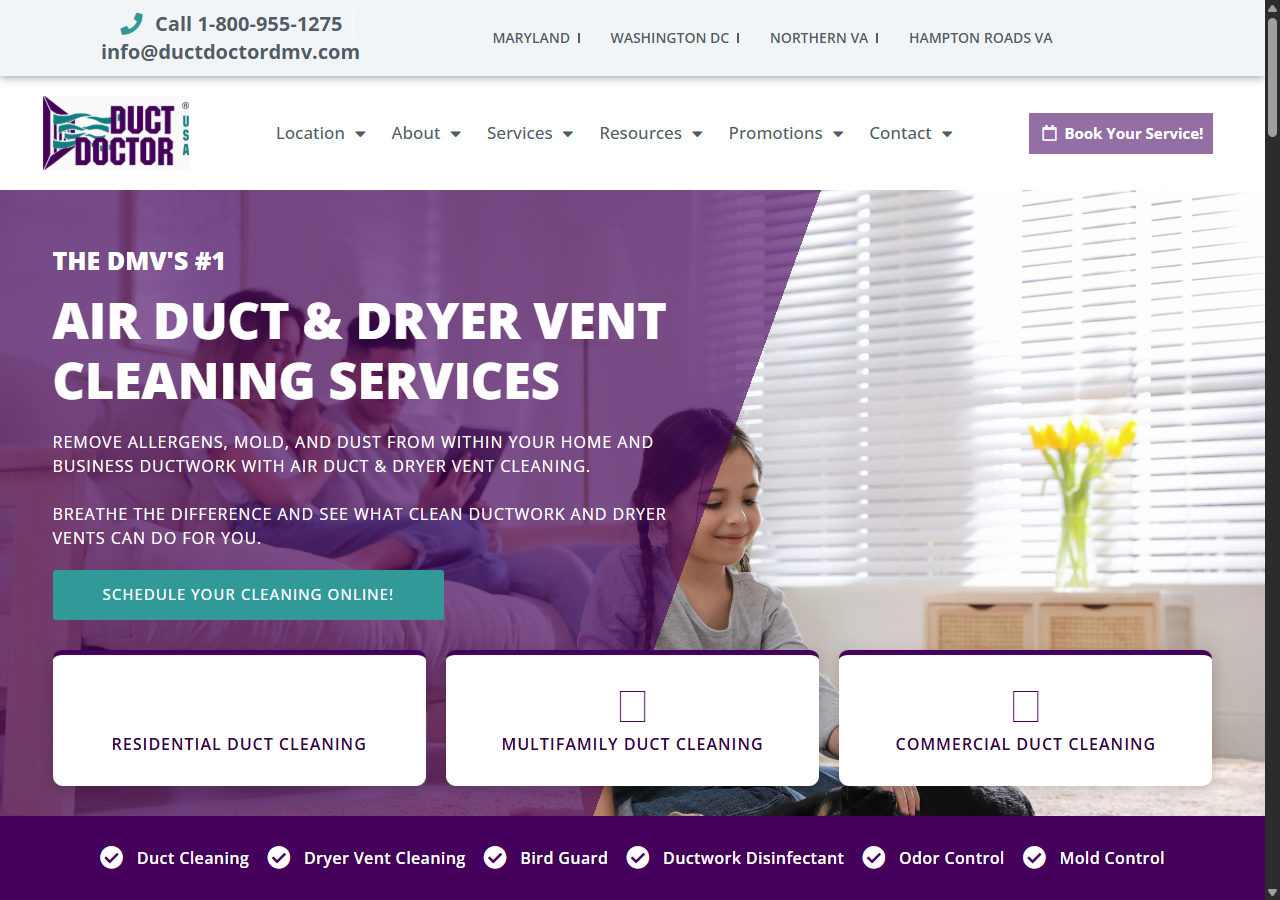 Duct Doctor DMV website preview